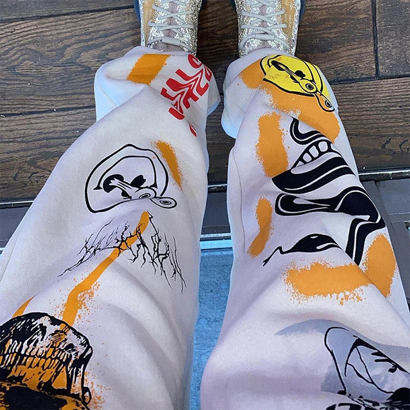 Women Sweatpants Joggers Y2K Harajuku Cartoon Skull Printed Streetwear Sweatpants