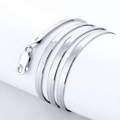 charms 925 Sterling Silver fine 4MM Blade Flat snake Chain Necklace for Women