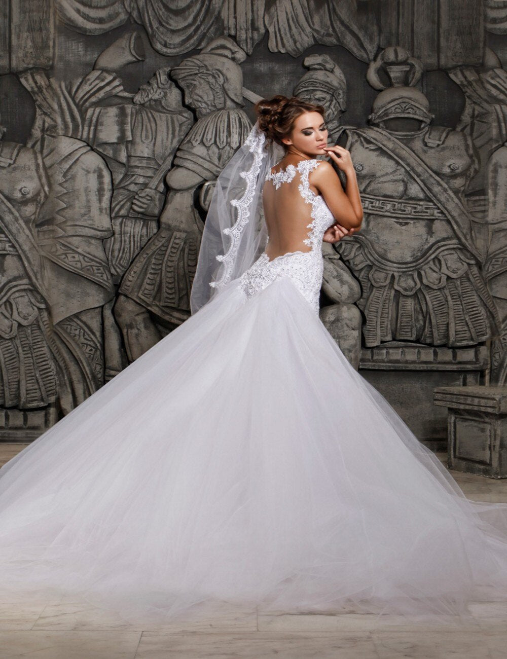 Beading Wedding Dresses Illusion Mermaid Wedding Dress