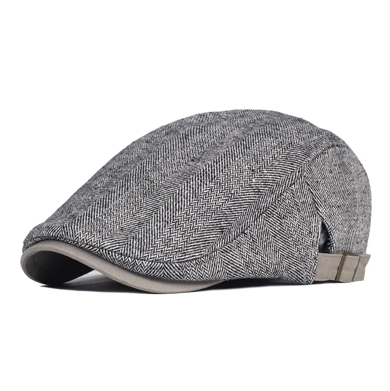 Big Size Newsboy Cap Men Winter Wool Thick Warm Vintage Herringbone Casual