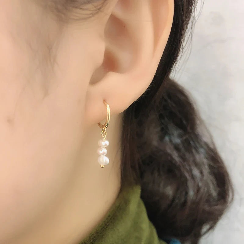 WANTME Real 925 Sterling Silver Natural Freshwater Baroque Pearl Stud Earrings for Women Bohemian Charming Jewelry Trend 2021