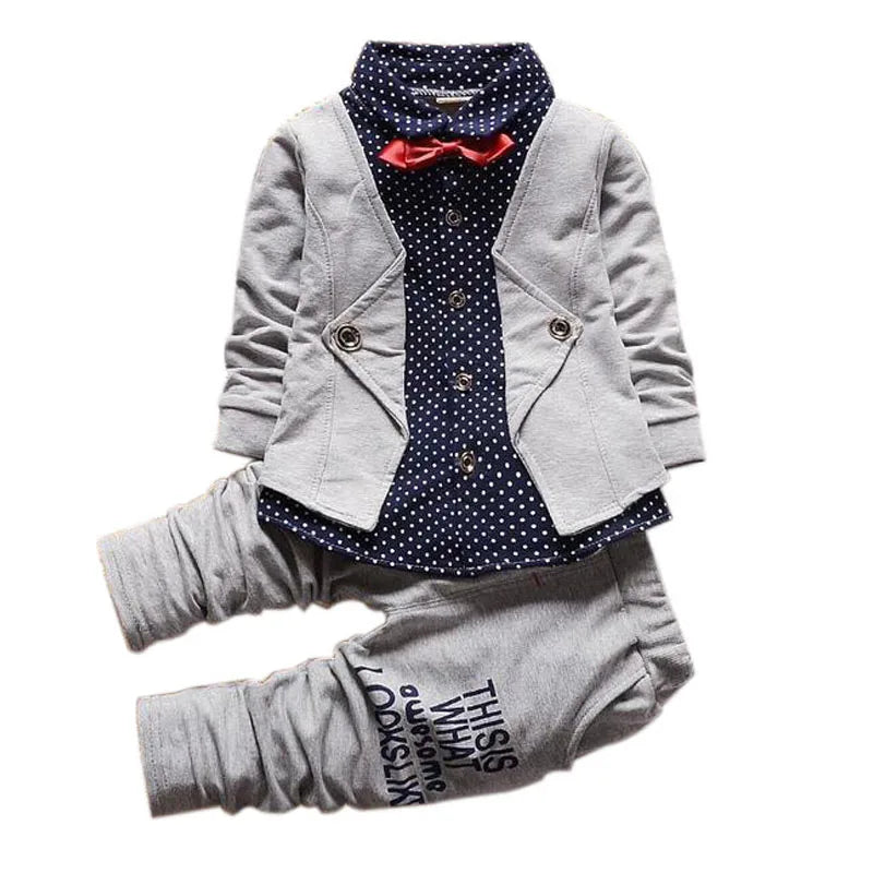 Kid Clothes Sets Spring Autumn Baby Boys Long Sleeve Gentleman Suit Children Tie Shirt Pants 2Ps Infant Clothes Christmas Outfit