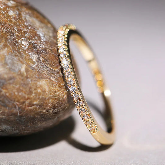 2020 Minimalist Thin Rings for Women Wedding Brilliant Cubic Zircon