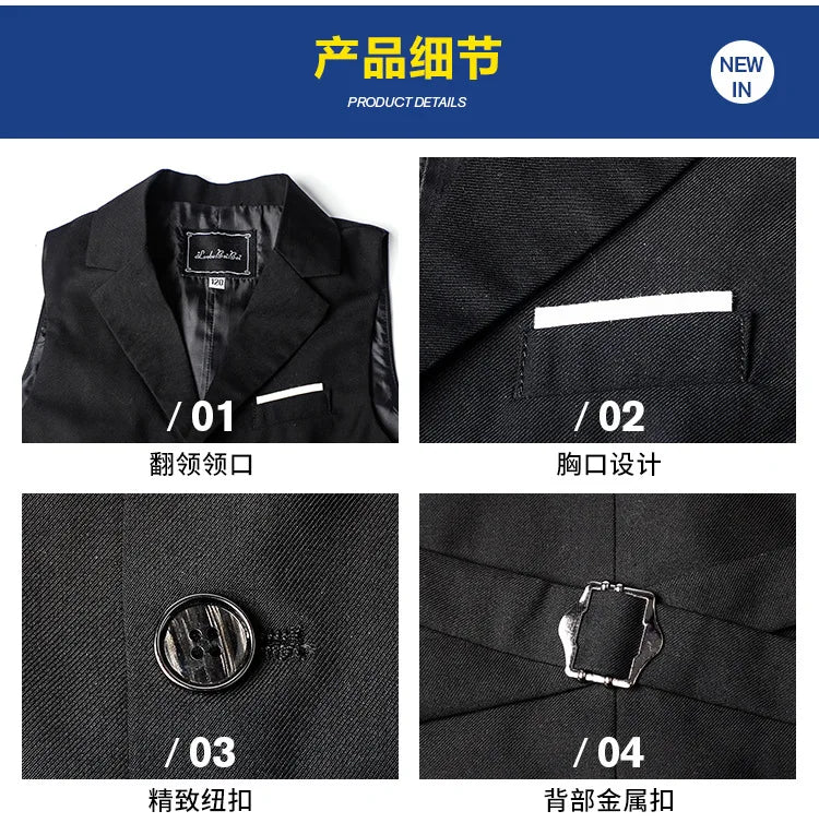 Boy Top Ring Bearer Waistcoat Clothes Set Kids Formal Suits Child Tie Long Sleeve Shirt Vest Trousers Toddler Gentleman Outfits