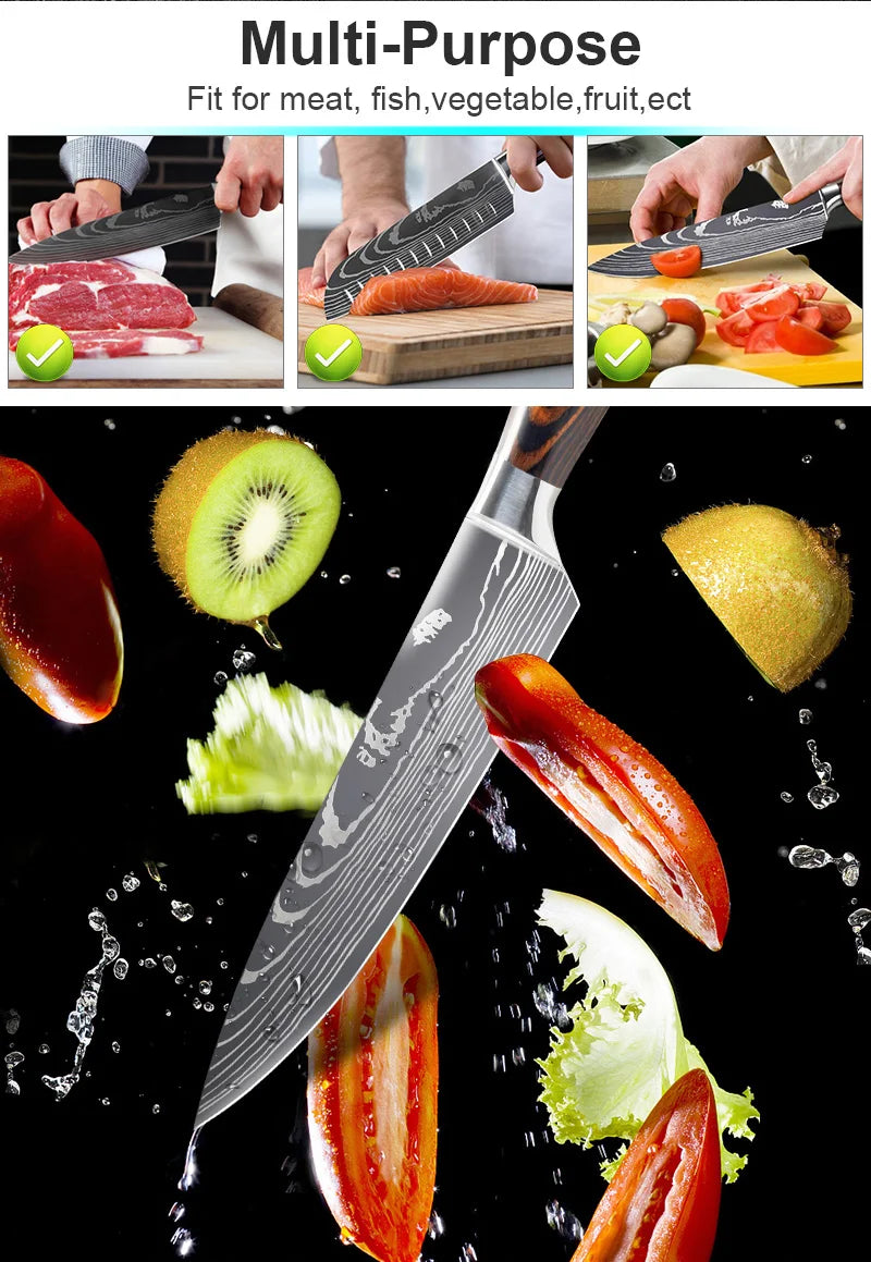 Kitchen knives Set Professional Chef Knives Japanese 7CR17 440C High Carbon