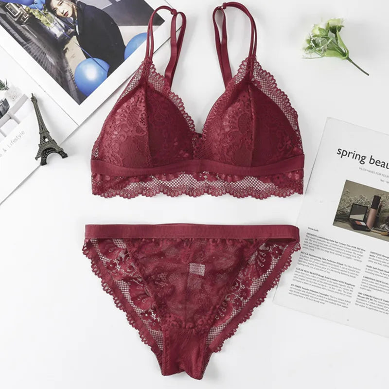 Women Lace Bras Set Backless Bralette Seamless Underwear Lace Top Lingerie