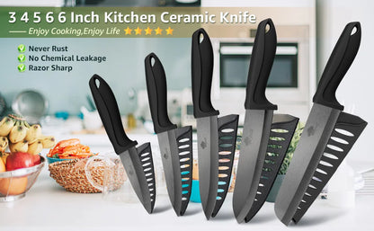 Ceramic Knife 3 4 5 6 Inch Sharp Kitchen Chef Knives Utility Slicer Paring Serrated