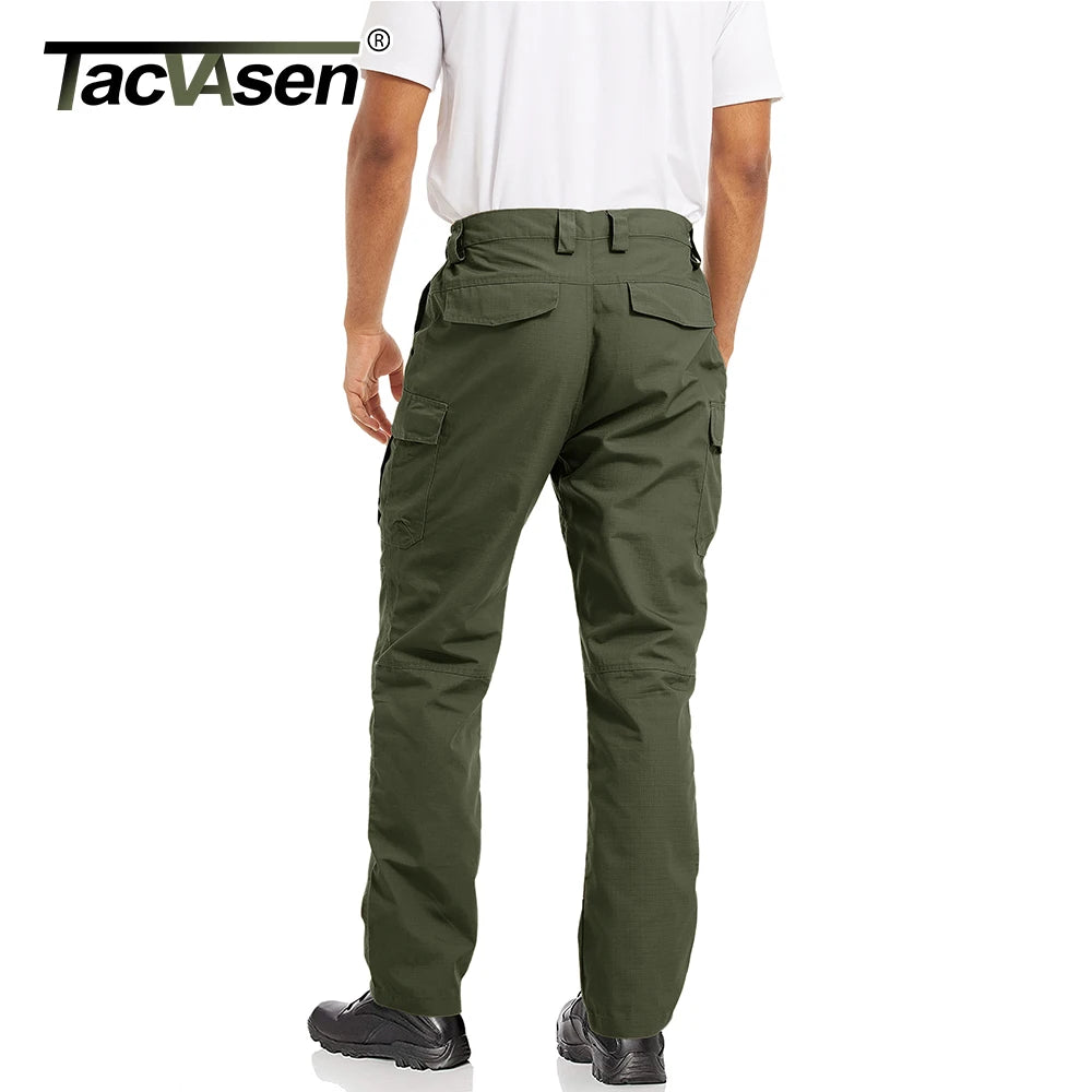 Multi-Pockets Rip-stops Cargo Pants Men's Work Trousers Full Length