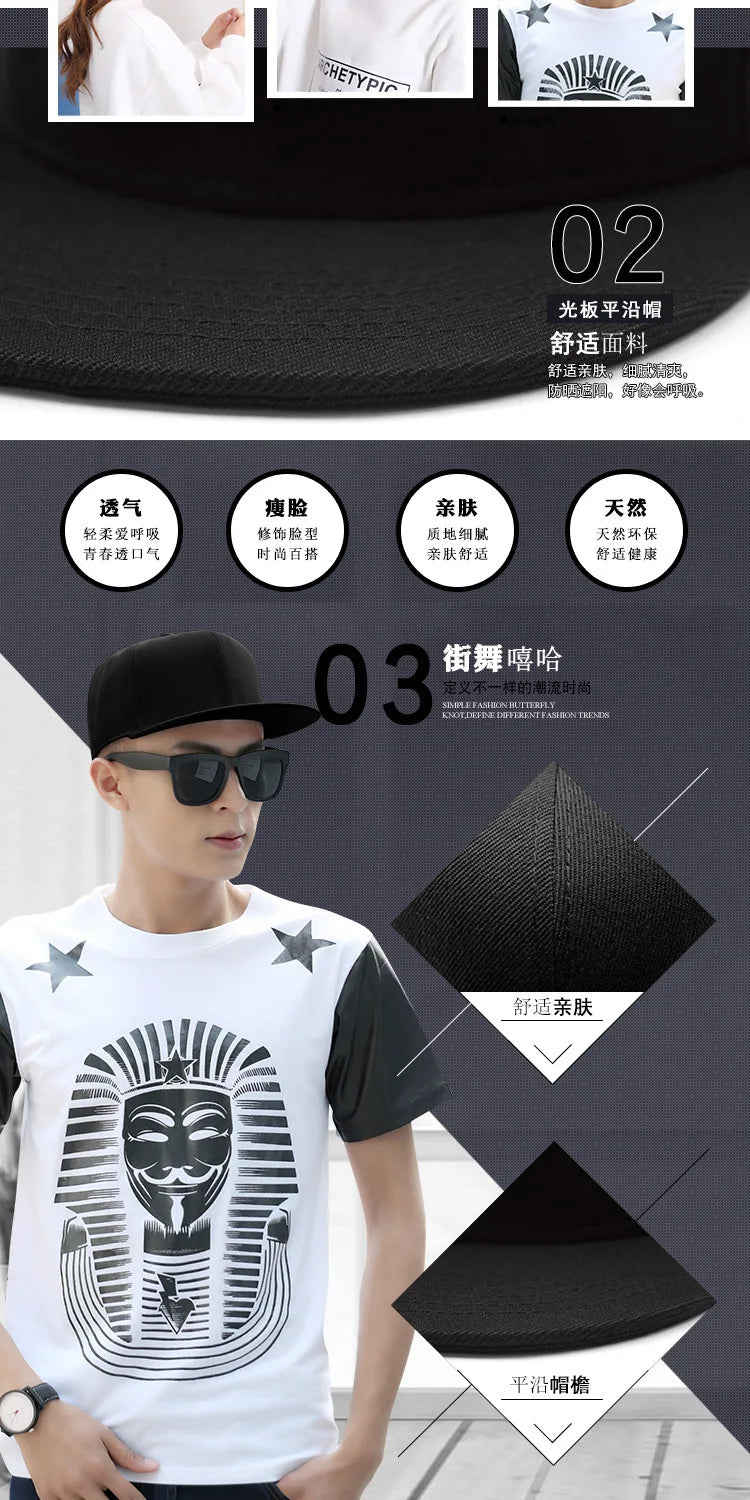 Big Bone Man Plus Size Baseball Caps Adult Flat Peak Hip Hop Fitted Hat Men Women Large Size Snapback Cap size 6 3/4 to size 8