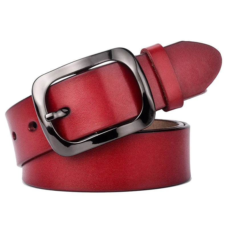 VATLTY 3.2cm Genuine Leather Belt for Women Natural Cowhide Metal Buckle Casual Jeans Trousers Belt Female Waistband Gifts
