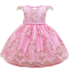 Girls Dress Lace Pageant Frock Prom Gown Flower Beading Princess Dress