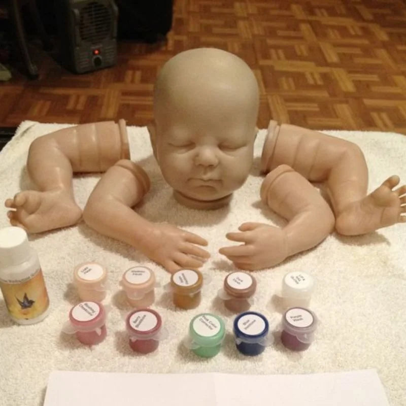 MRB 18 Inch Quinlyn Reborn Vinyl Doll Kit Unpainted Blank Newborn Doll Parts Lifelike Mold With Engraved Name and Cloth Body