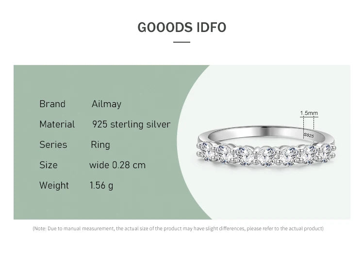 Ailmay 100% 925 Sterling Silver Stackable Round  Dazzling Cubic Zirconia Rings for Women Wedding Engagement Jewelry Gift