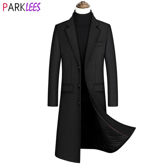 Extra Long Wool Trench Coat Male Winter Brand Mens Cashmere Coat