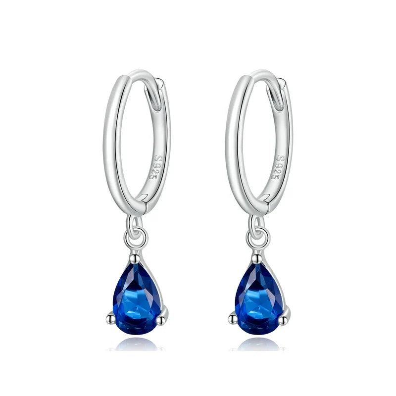 BAMOER Silver ISHWAR Green Water Drop Earrings 925 Sterling Silver 4 Colors Drop Shape Earring for Women Statement  Jewelry