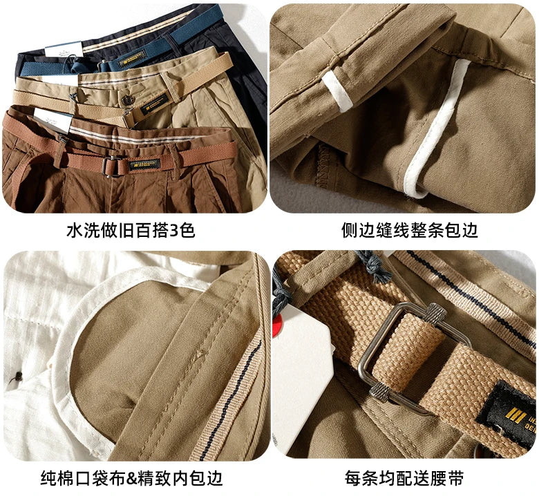 Retro Loose Casual Pencil Pants Men's Fashionable Washed Old Khaki