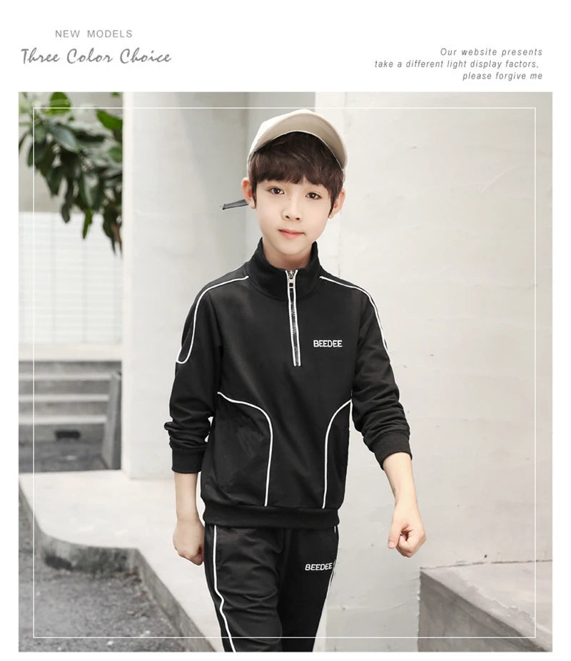 4 5 6 8 10 12 Years Big Boys Clothing Sets Autumn Cotton Long Sleeve Sweatshirt + Pants 2Pcs Kids Sports Suit Teenage Tracksuits