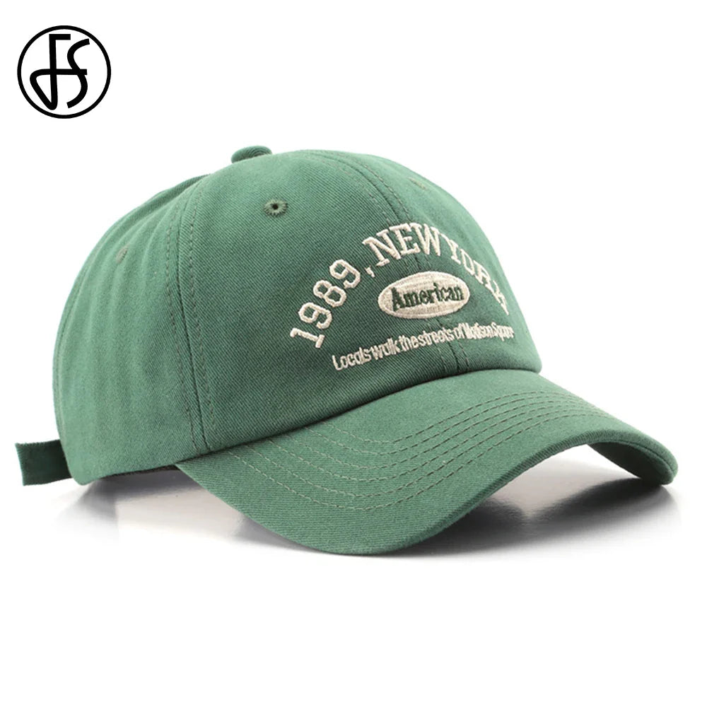 FS Stylish Green Streetwear Baseball Caps For Men Luxury Brand Women Hat Cotton Letter Snapback Hip Hop Cap Gorras Para Mujer