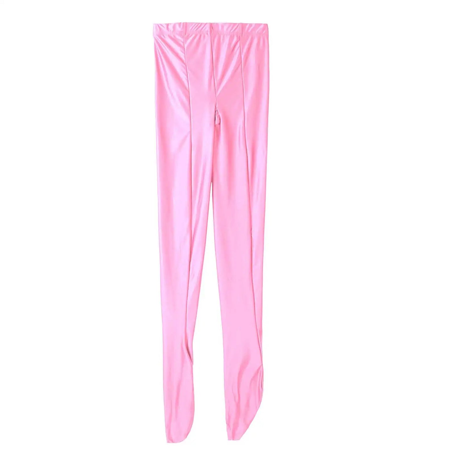 Women Glossy Solid Color Pantyhose High Waist Tights Stockings Footed Leggings