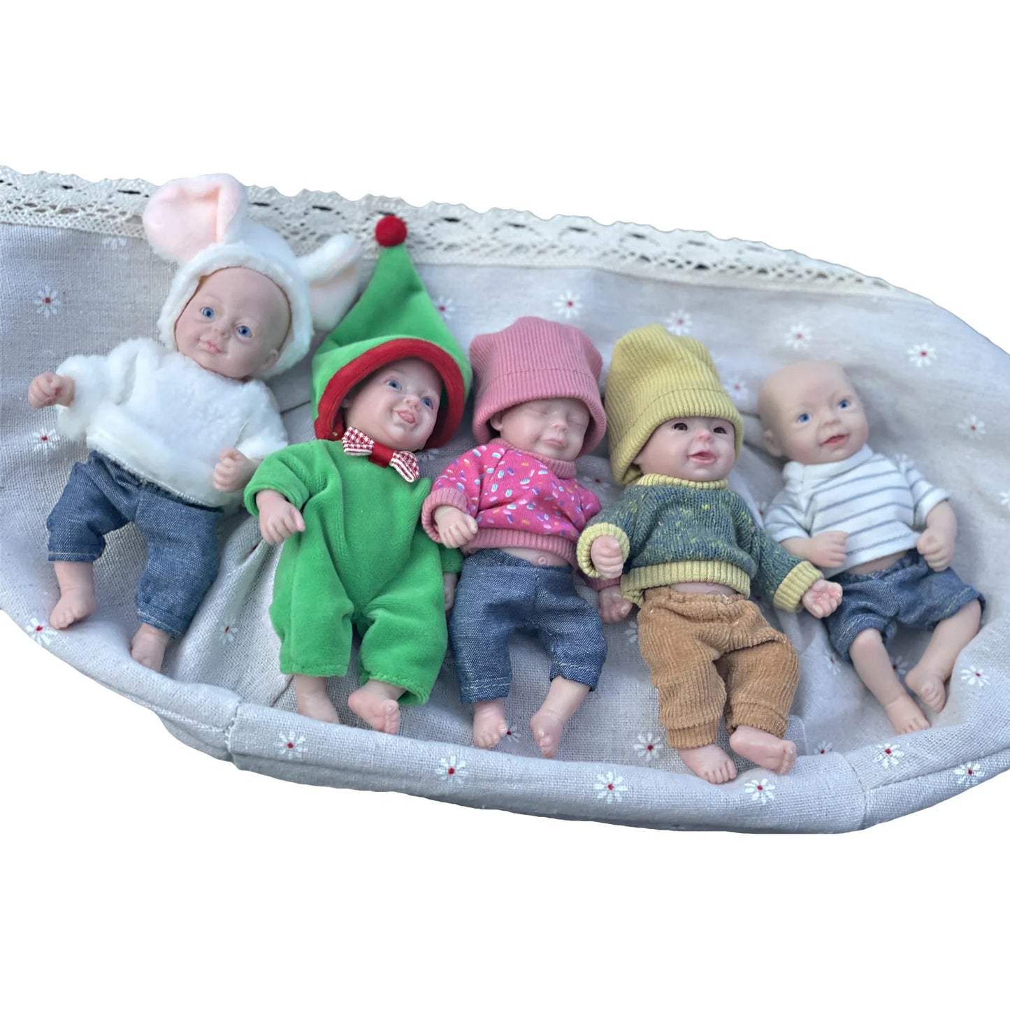 AnjoDoll Lovely 6 Inch Palm Newborn Babies Full Body Silicone Boys Reborn Dolls Bebe Reborn Corpo De Silicone Inteiro