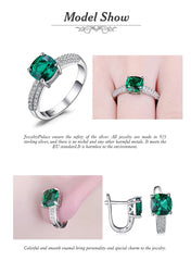 JewelryPalace Green Simulated Nano Emerald Created Ruby Ring 925 Sterling Silver