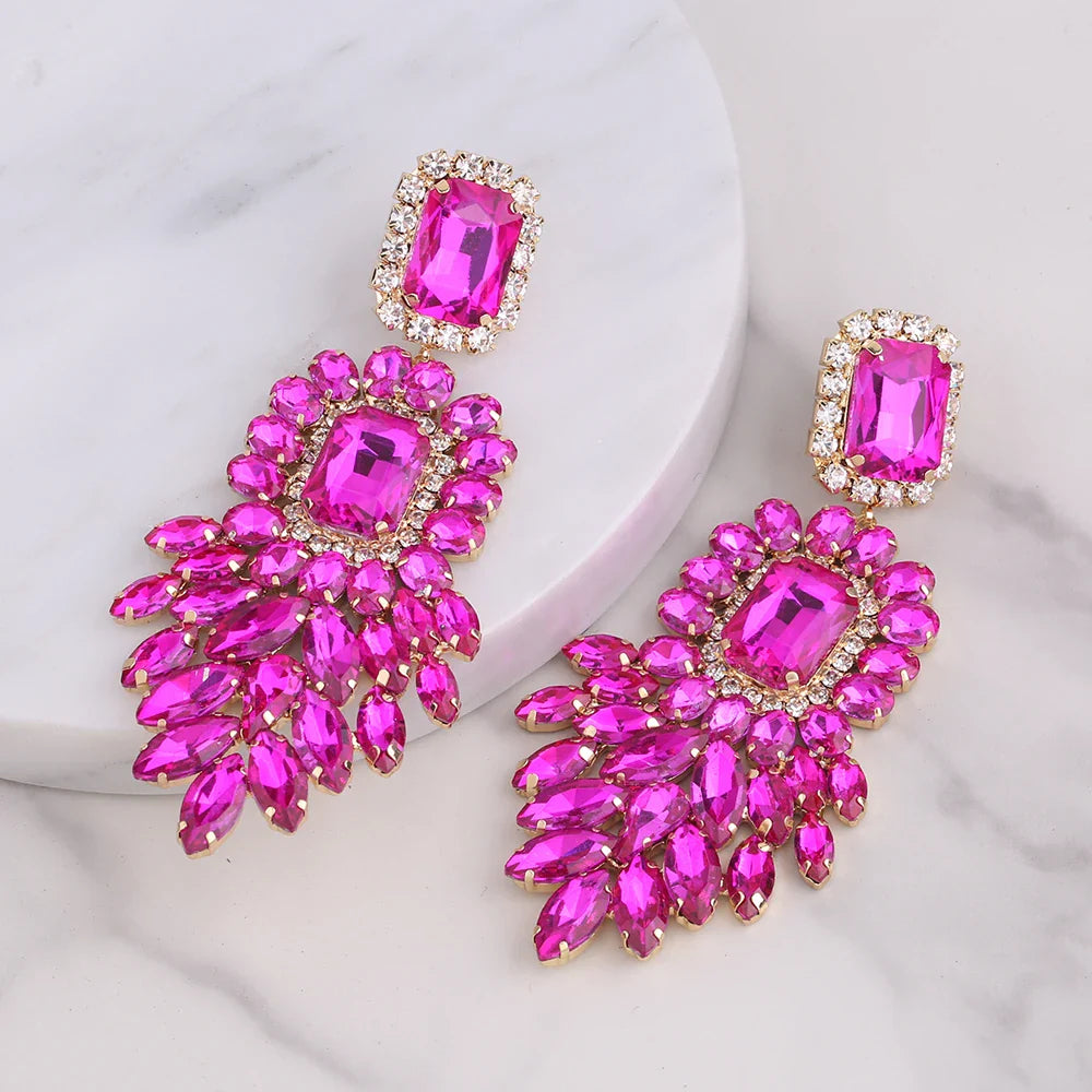 New Crystal Dangle Earrings For Women Rhinestone Earrings Weddings Ladies Party Fashion Jewelry Accessories Wholesale Gifts