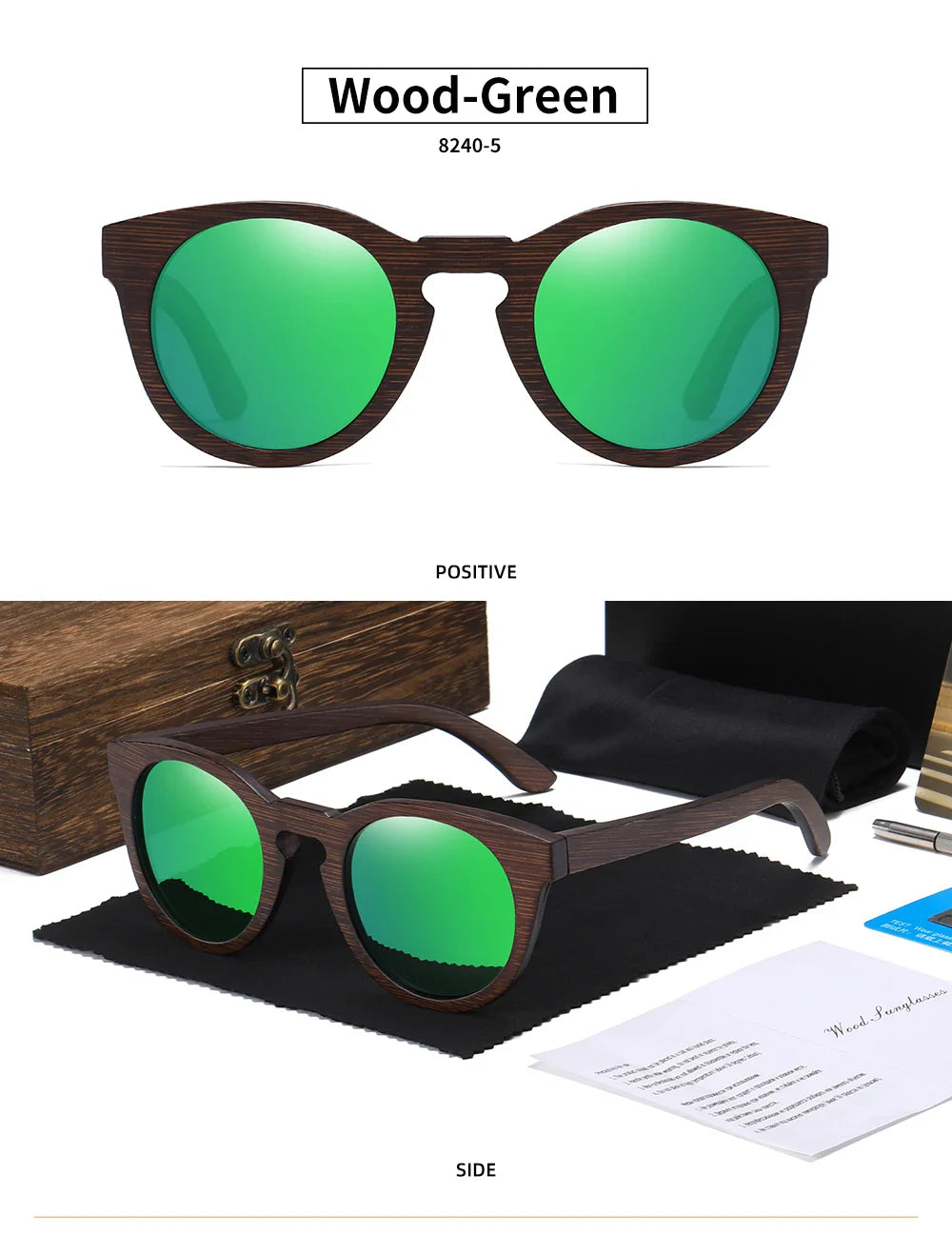 GM Brand Desgin Spring New Style 100% Bamboo Polarized Sunglasses Men Women Fashion Glasses UV400 paper Box 8240
