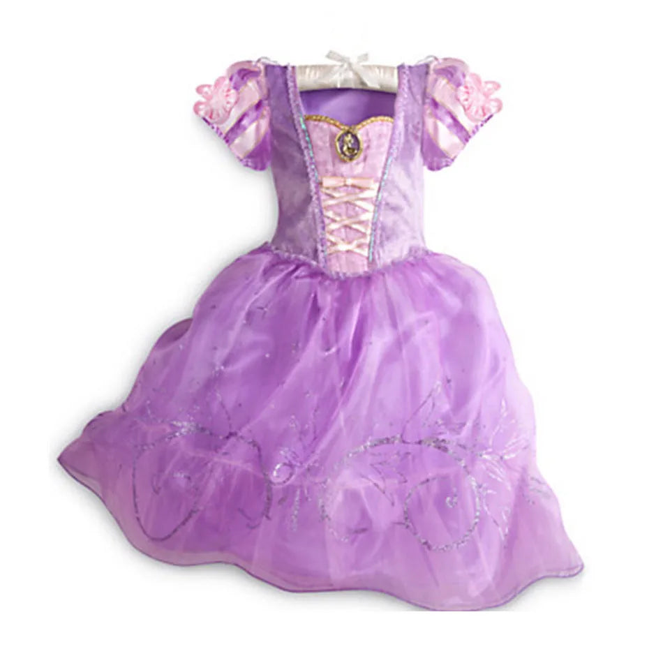 Children Princess Fancy Costume Girls Rapunzel Anna Dress Kids Christmas