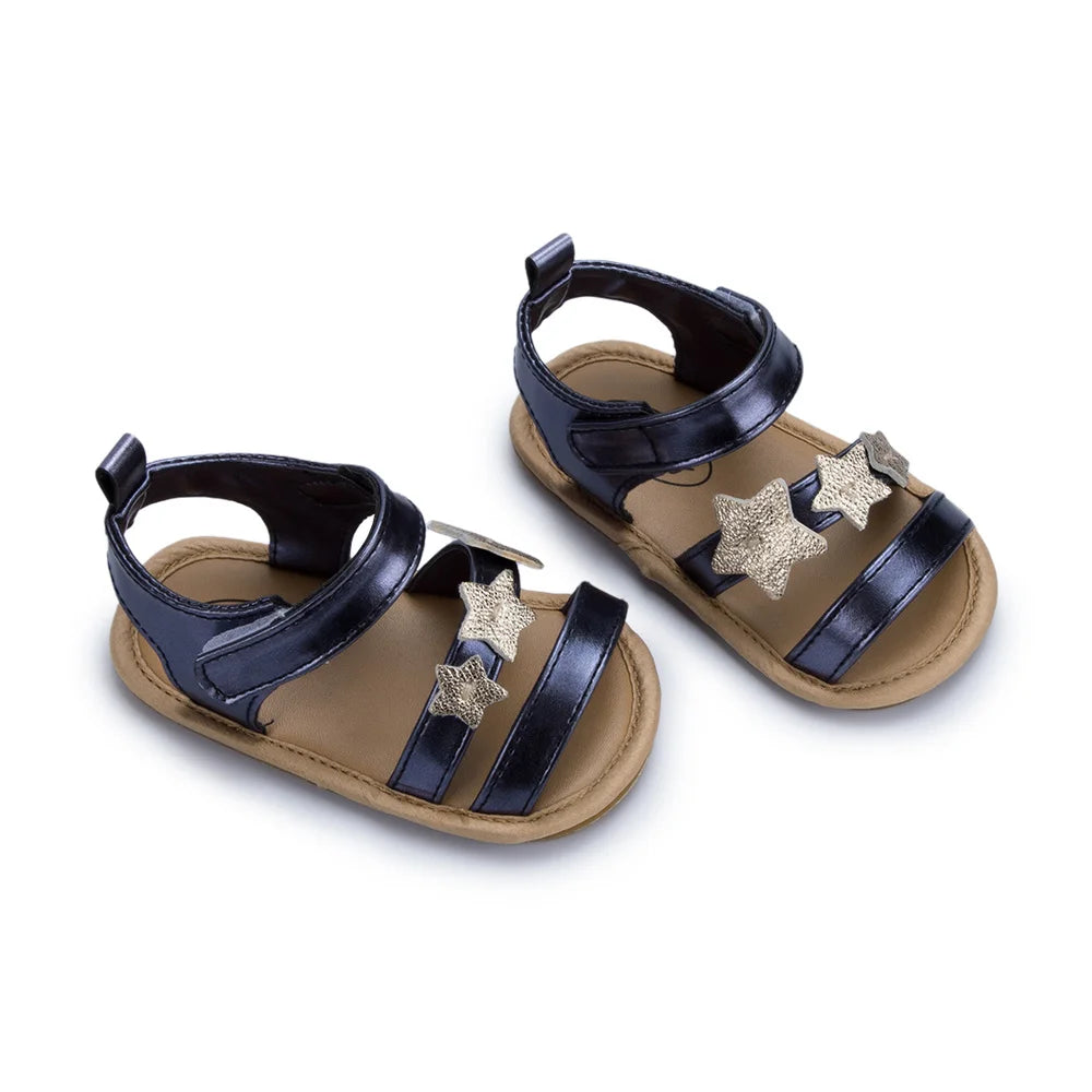 Girl Shoes Girl Sandals Summer Flats PU Flash Star Rubber Sole Anti-Slip Crib