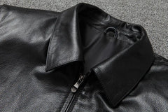 Genuine Leather Jacket Men Vintage Natural Cowskin Coat