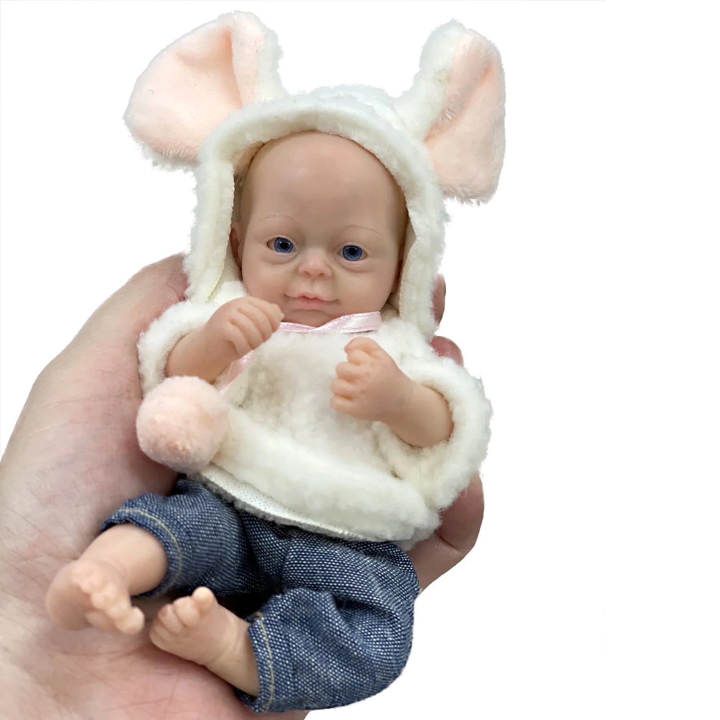 AnjoDoll Lovely 6 Inch Palm Newborn Babies Full Body Silicone Boys Reborn Dolls Bebe Reborn Corpo De Silicone Inteiro