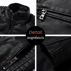 Men's Jacket Fashion Mens Vintage Leather Jackets Casual Men Faux Leather