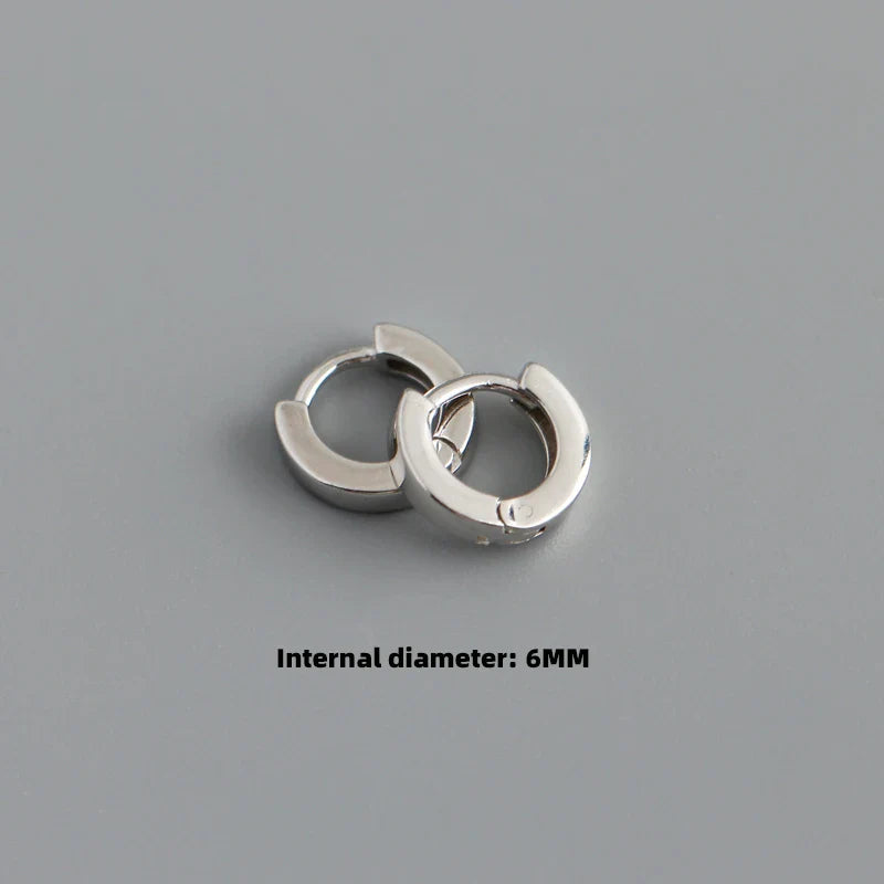 WANTME 925 Sterling Silver Minimalist Punk Rock Circle Hoop Earrings for Women Men Goth Piercing Ear Buckle Charm Fine Jewelry