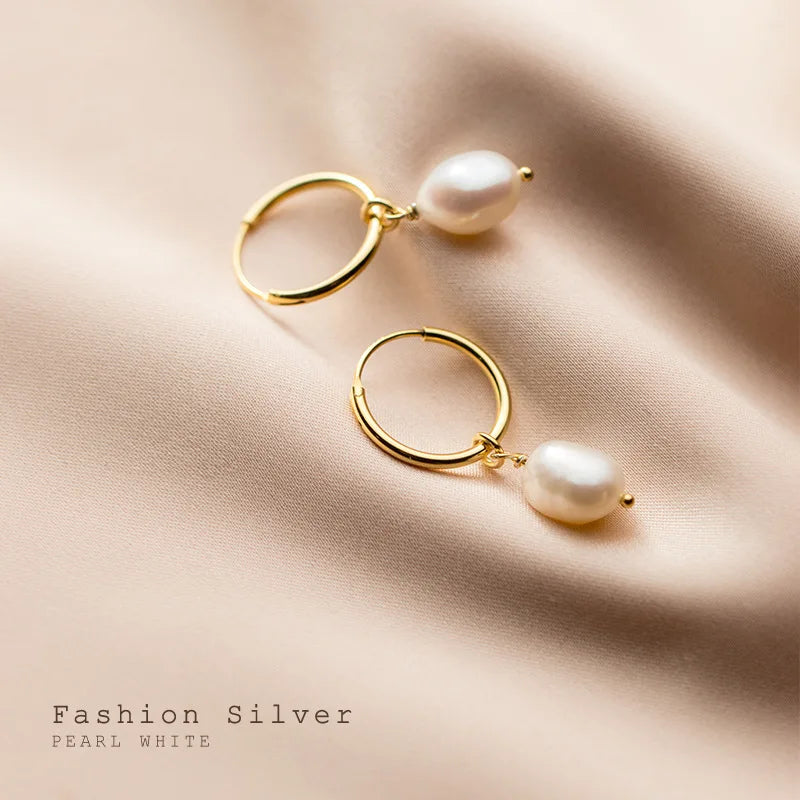 WANTME Genuine 925 Sterling Silver Natural Freshwater Baroque  Pearl Unusual Earrings for Women Chic Charming Goth Jewelry 2021