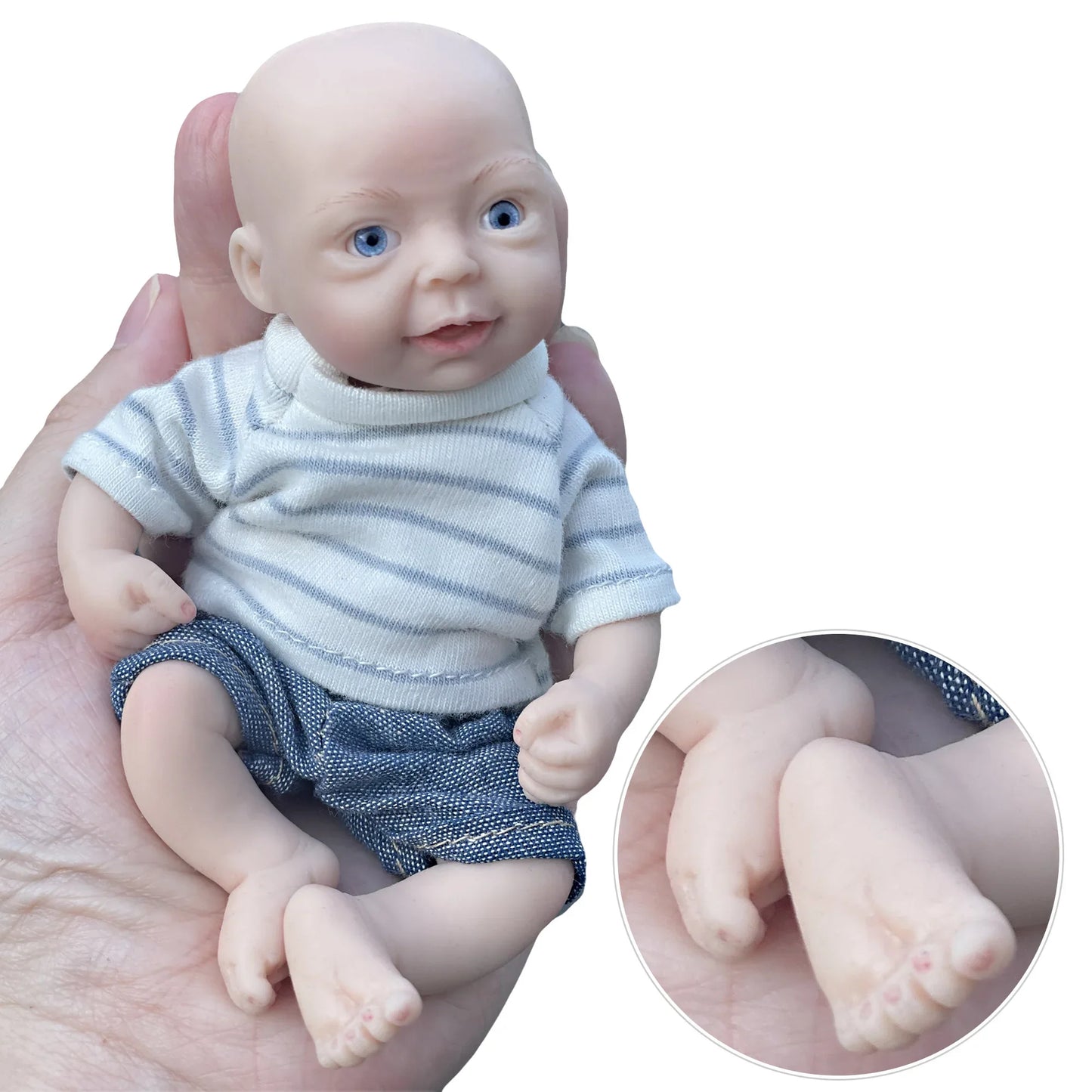 AnjoDoll Lovely 6 Inch Palm Newborn Babies Full Body Silicone Boys Reborn Dolls Bebe Reborn Corpo De Silicone Inteiro