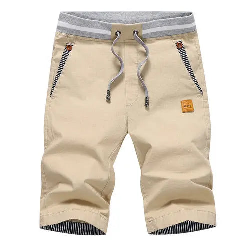 2025 Summer Casual Shorts Men Cotton Cargo Shorts Elastic Waist Drawstring Beach Board Shorts M-4XL Plus size Drop Shipping