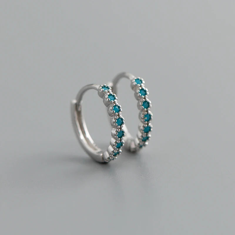 WANTME New Arrival Fashion Korean Blue Zircon Spike Geometric Stud Earrings for Women Real 925 Sterling Silver Gothic Jewelry