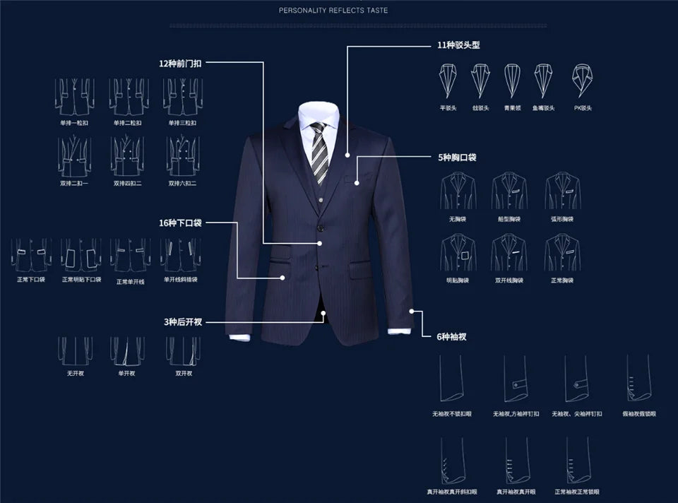 Mens Beach Wedding attire: Men’s Suit Noivo Terno Slim Fit Masculino Evening Suits