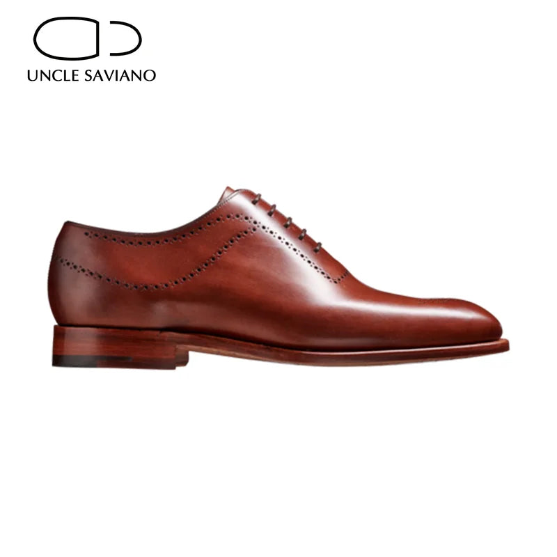 Uncle Saviano Oxford Brogue Men Shoes Dress Formal Wedding Best Man Shoe Business Handmade Genuine Leather Designer Mens Shoes