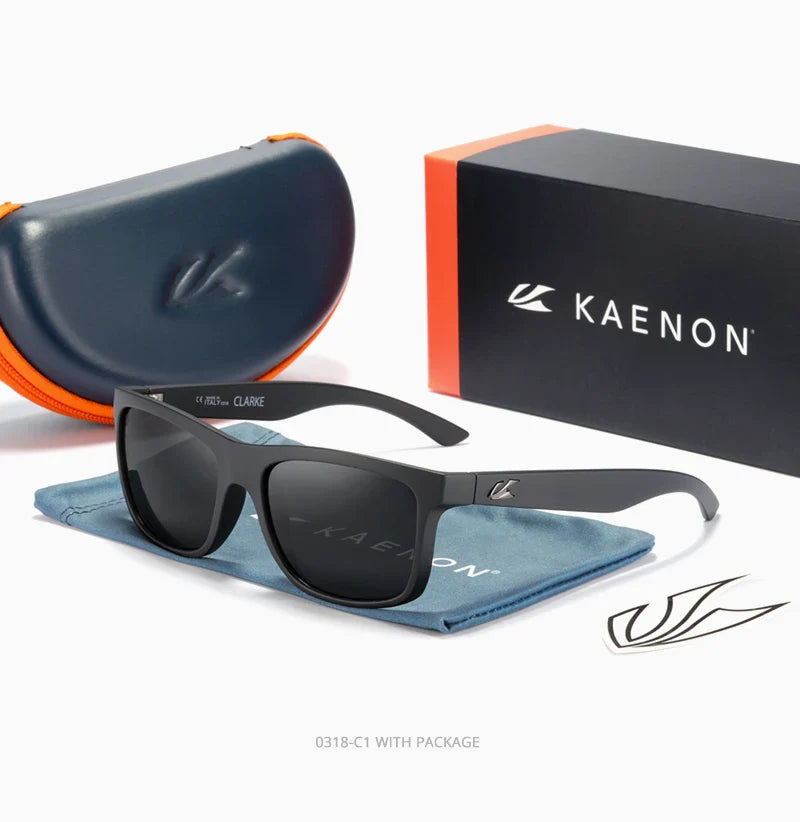 KAENON Square Polarized Sunglasses Men TR90 Flexible Sports Sun Glasses For Women Real Coating Lens With Original Box