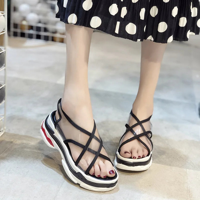 2020 Casual Women Slippers Lady Fashion Classics Sandals Women Heel High Platform Slides Summer Outside Flat With Shoes
