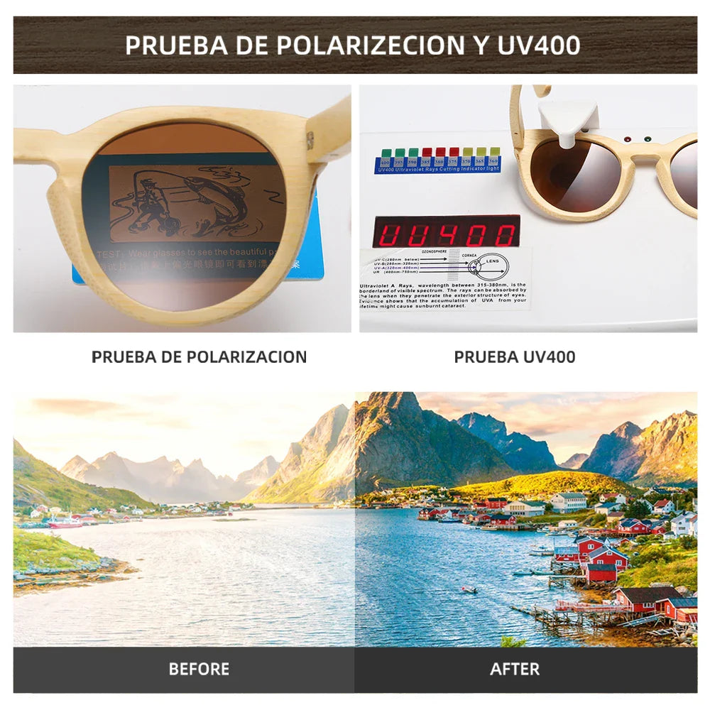 GM Design Women Bamboo Sunglasses With Polarized Mirror Lenses Of Bamboo Wood Sunglasses With Gift paper box 824