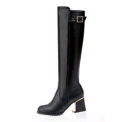 Casual Women Snow Boots Buckle Zipper Women's Knee High Boots