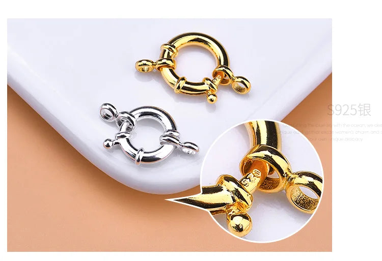 925 Sterling Silver Spring buckle accessories, circle bubble buckle, necklace joint beads buckle, DIY DIY connection buckle