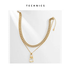 Stainless Steel Necklace Gold Plated Necklaces For Women Punk Style Geometric