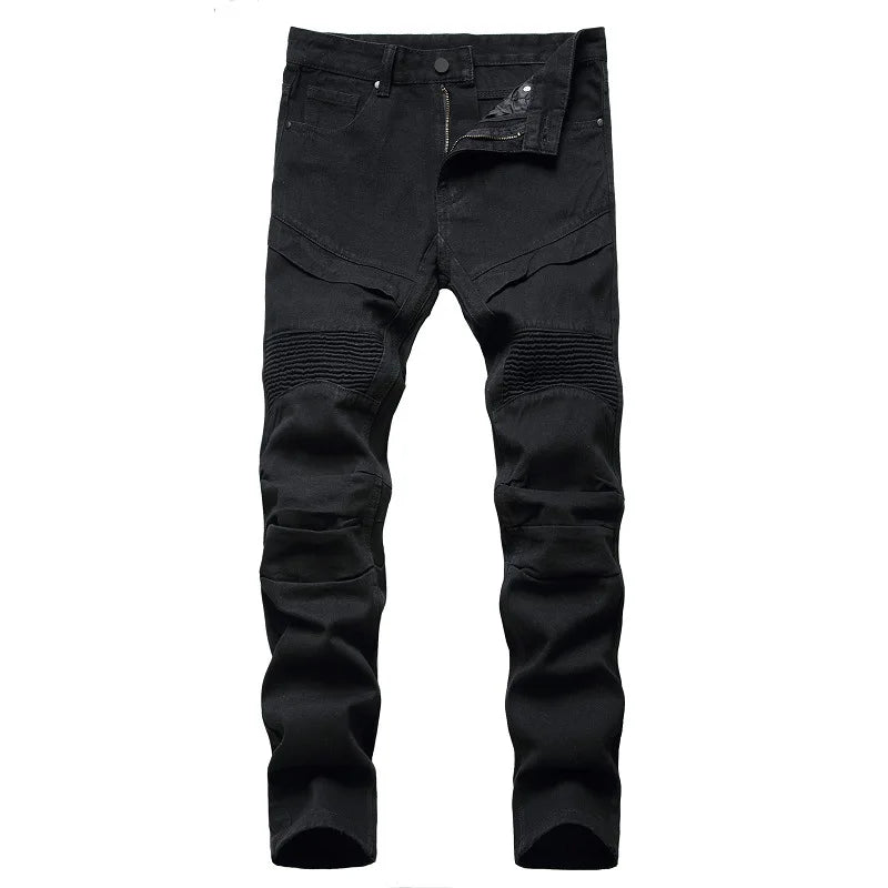 Men White Skinny Jeans Plus Size 28-42 European American Slim Fit Fold