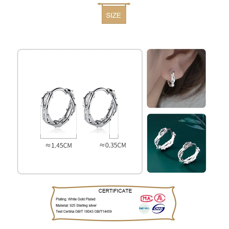 TrustDavis Man/Women's 925 Sterling Silver Hoop Earrings Cute Neat Gift For Girls/Boys Fine Jewelry Accessory Party Gift  DA1417