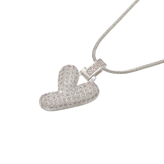ZHUKOU 1.25x500mm Fat and lovely crystal brass silver color  letter necklace for women friends birthday gift model: VL34