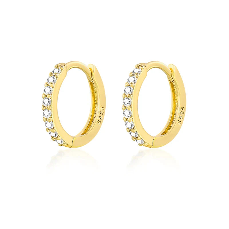 Silver 925 1 pair Women Small Hoops Earring Piercing Ear Cartilage Tragus Simple Thin Circle Anti-allergic Ear Buckle