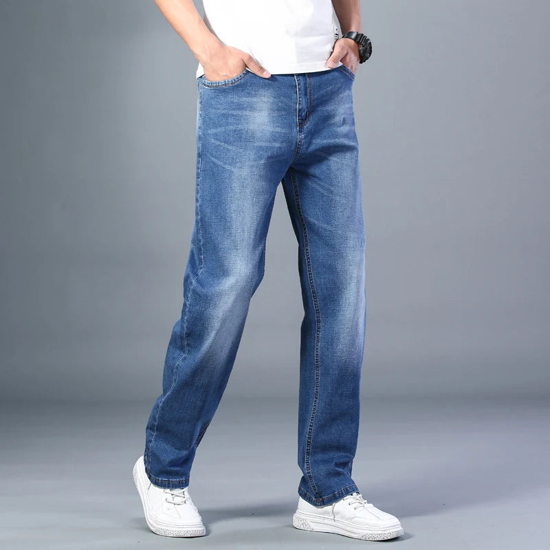 Men's Thin Straight-leg Loose Jeans Classic Style Advanced Stretch